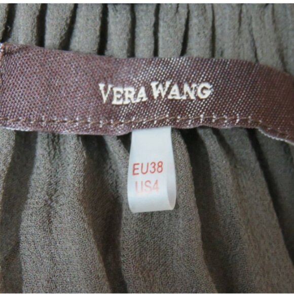 Vera Wang US 4 Silk Pintuck Blouse Button Down Flowy Romantic Gray Long Sleeve - Picture 2 of 5